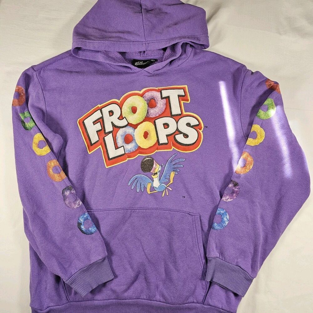 Kellogg's Size: Large Fruit Froot Loops Toucan Sam Purple Hoodie Pocket Men’s